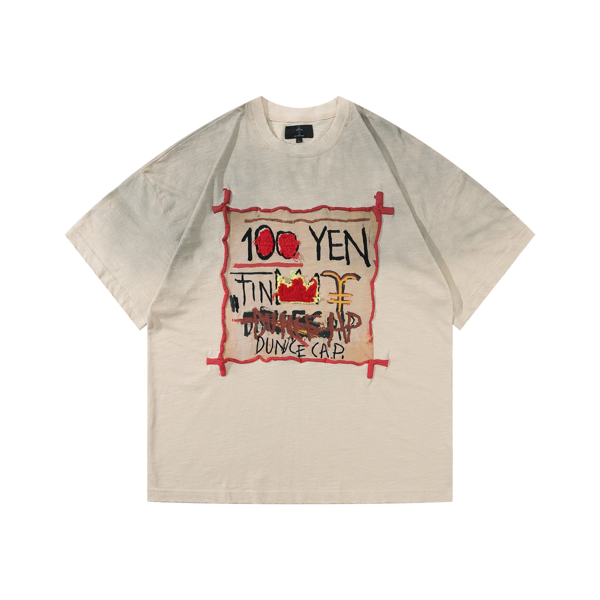 Arkyve X Basquiat 100 Yen Tee in cream, front view