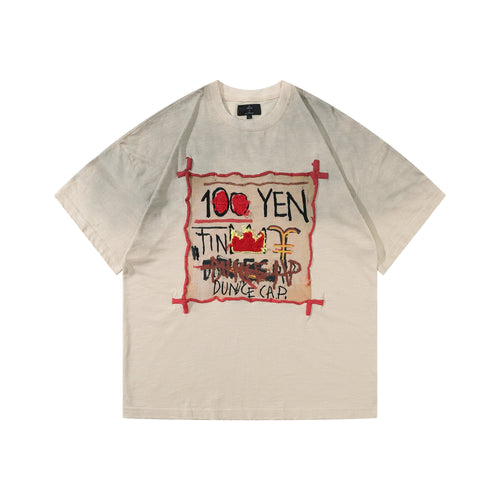 Arkyve X Basquiat 100 Yen Tee in cream, front view
