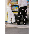 Pink Star Crochet Black Denim