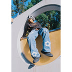 Blue Star Crochet Patch Denim