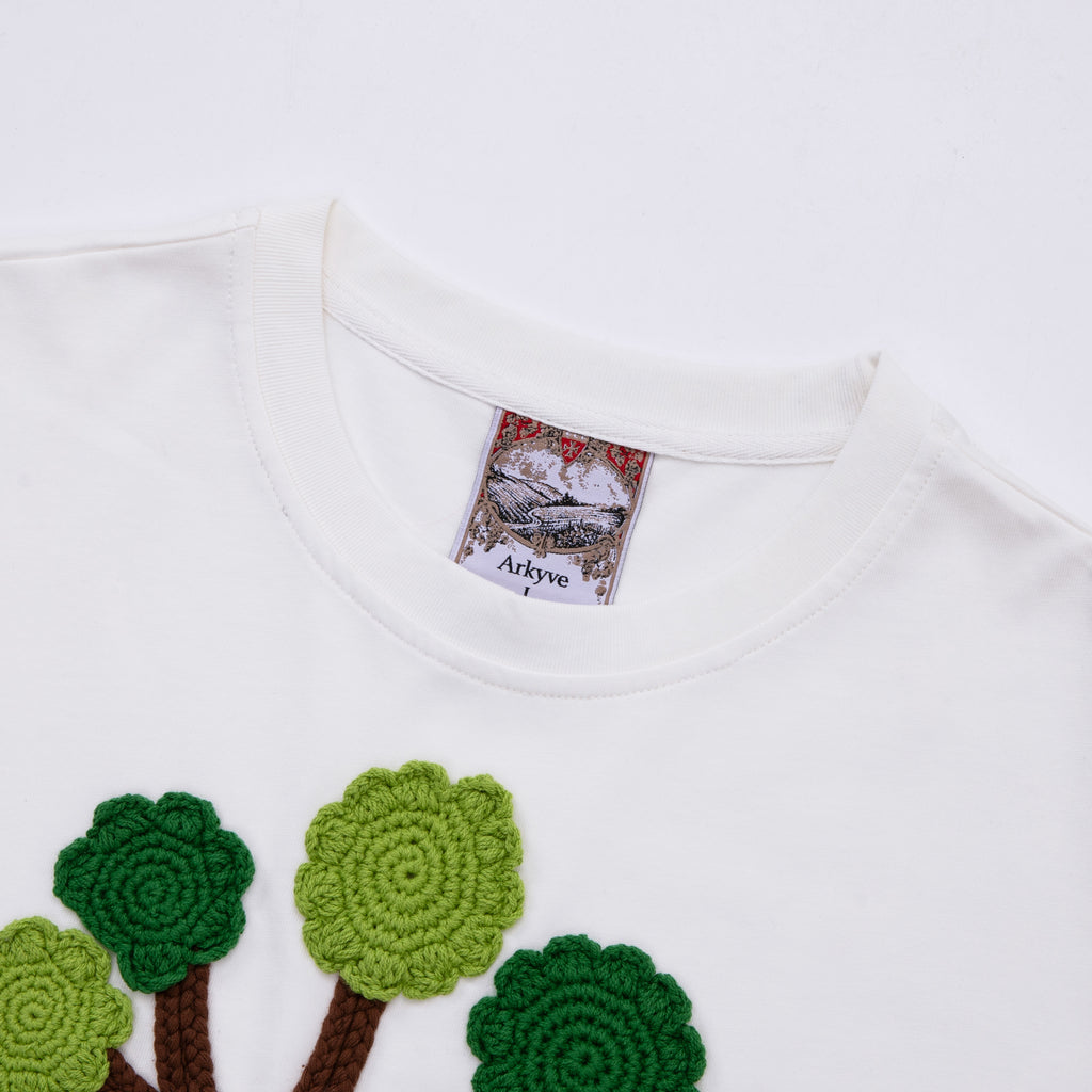 Crochet Tree Patch White Tee