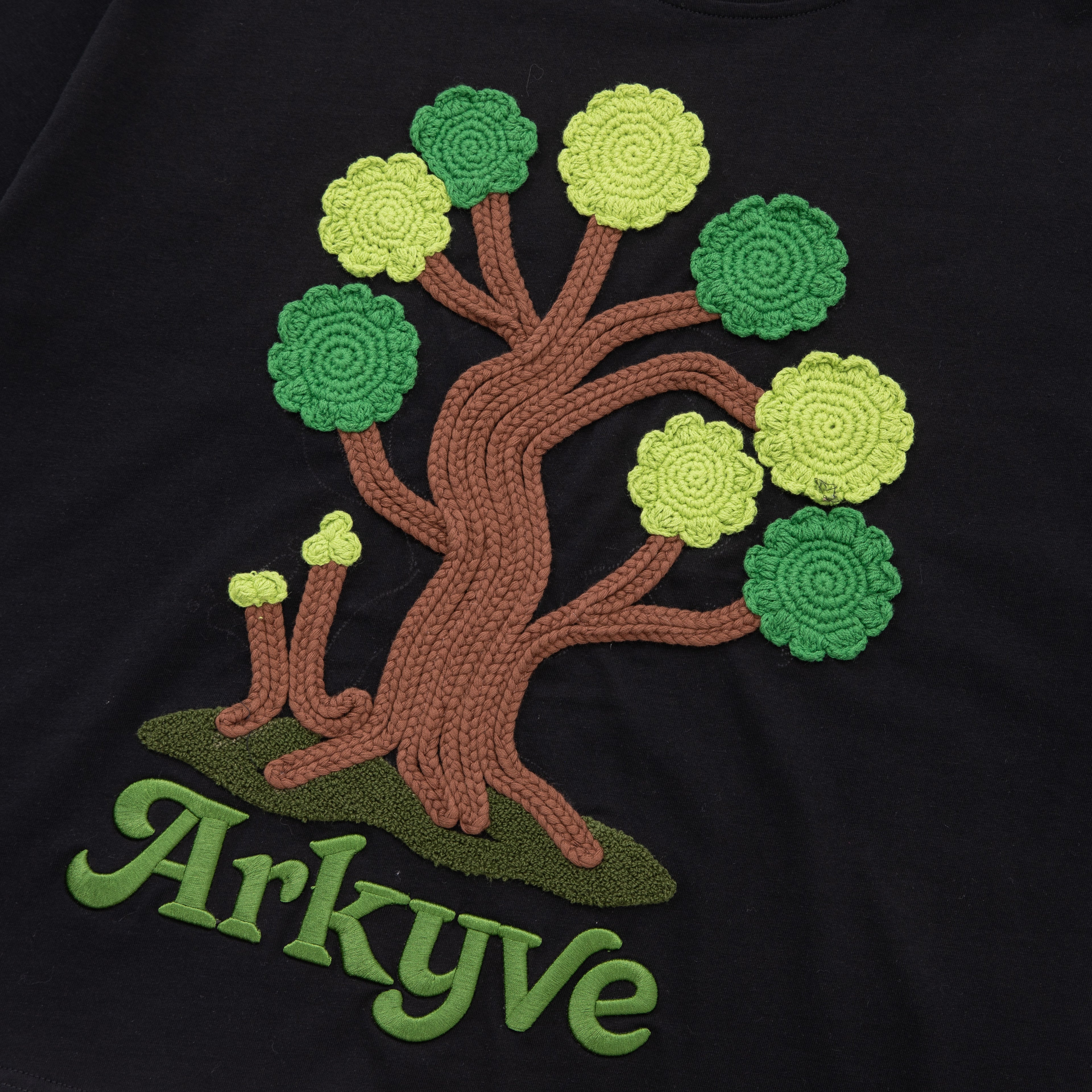 Crochet Tree Patch Black Tee