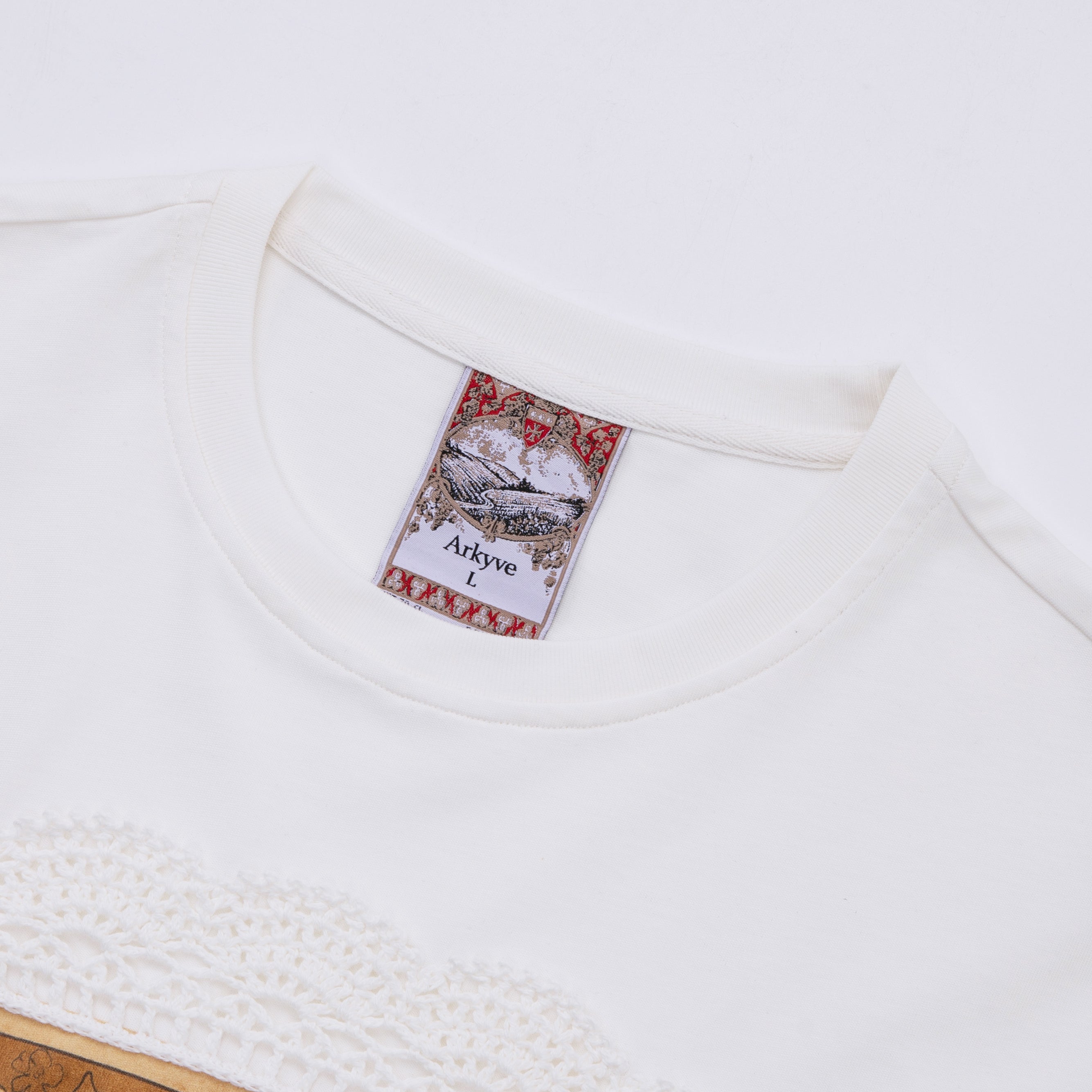 Crochet Wine Label White Tee