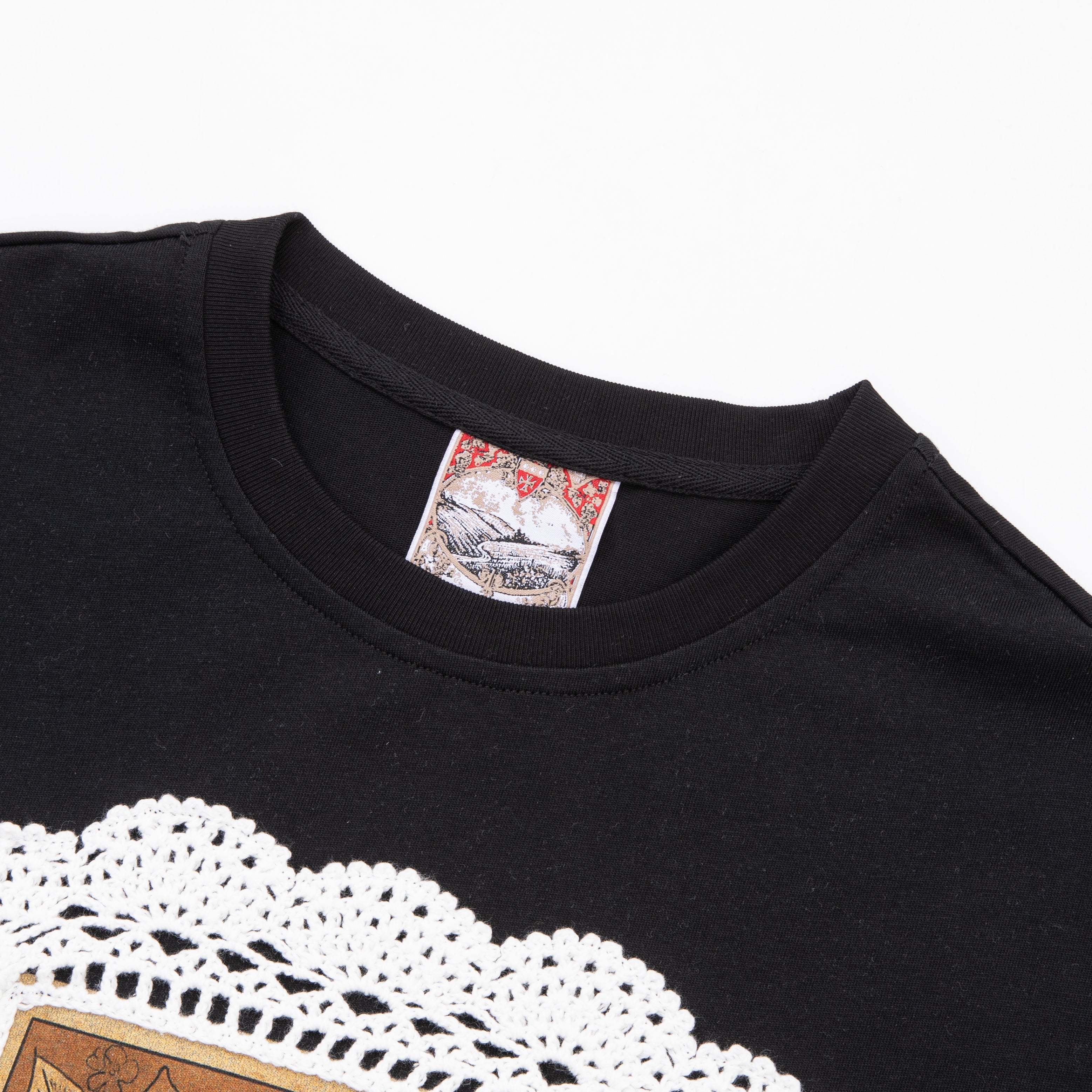 Crochet Wine Label Black Tee