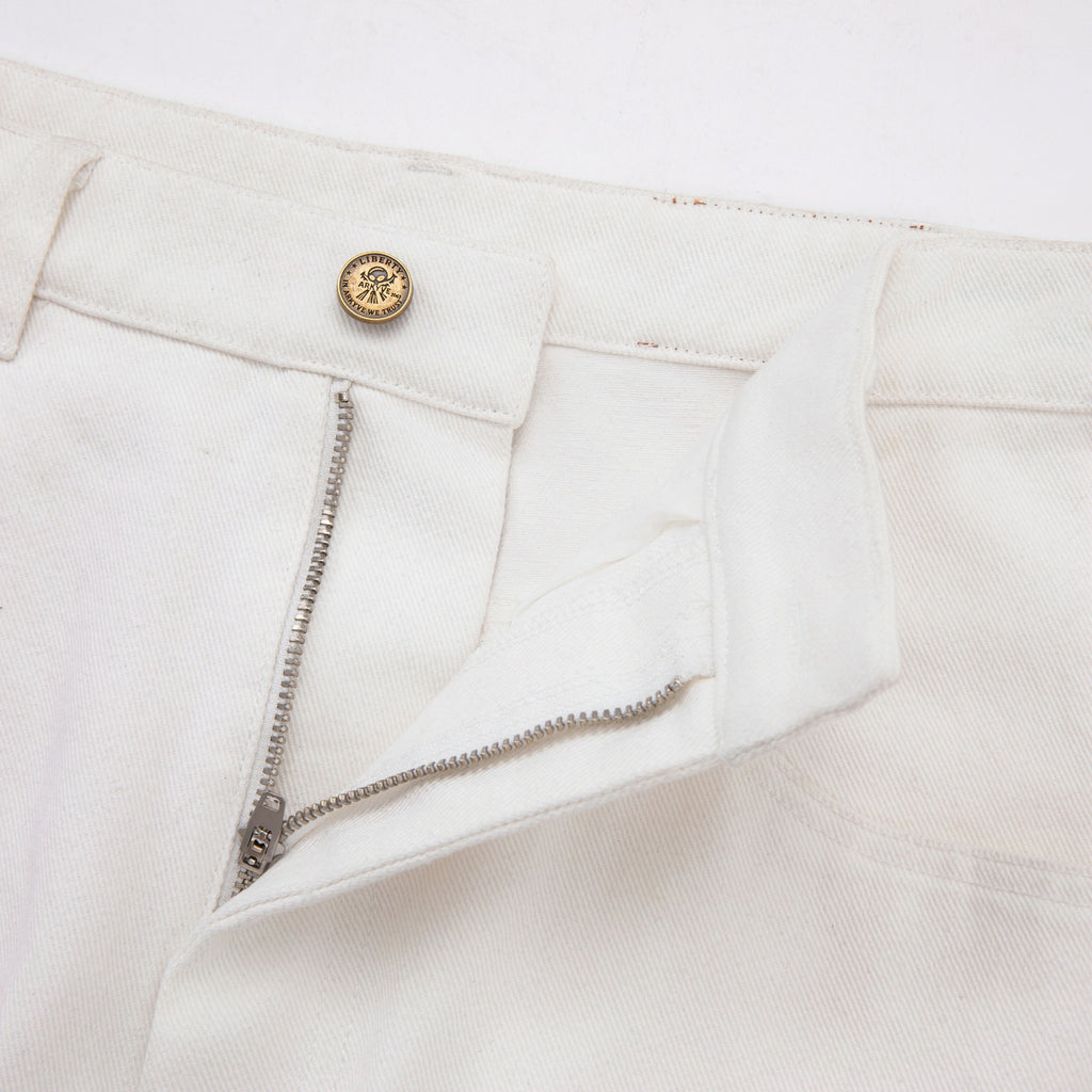 Pink Star Crochet White Denim