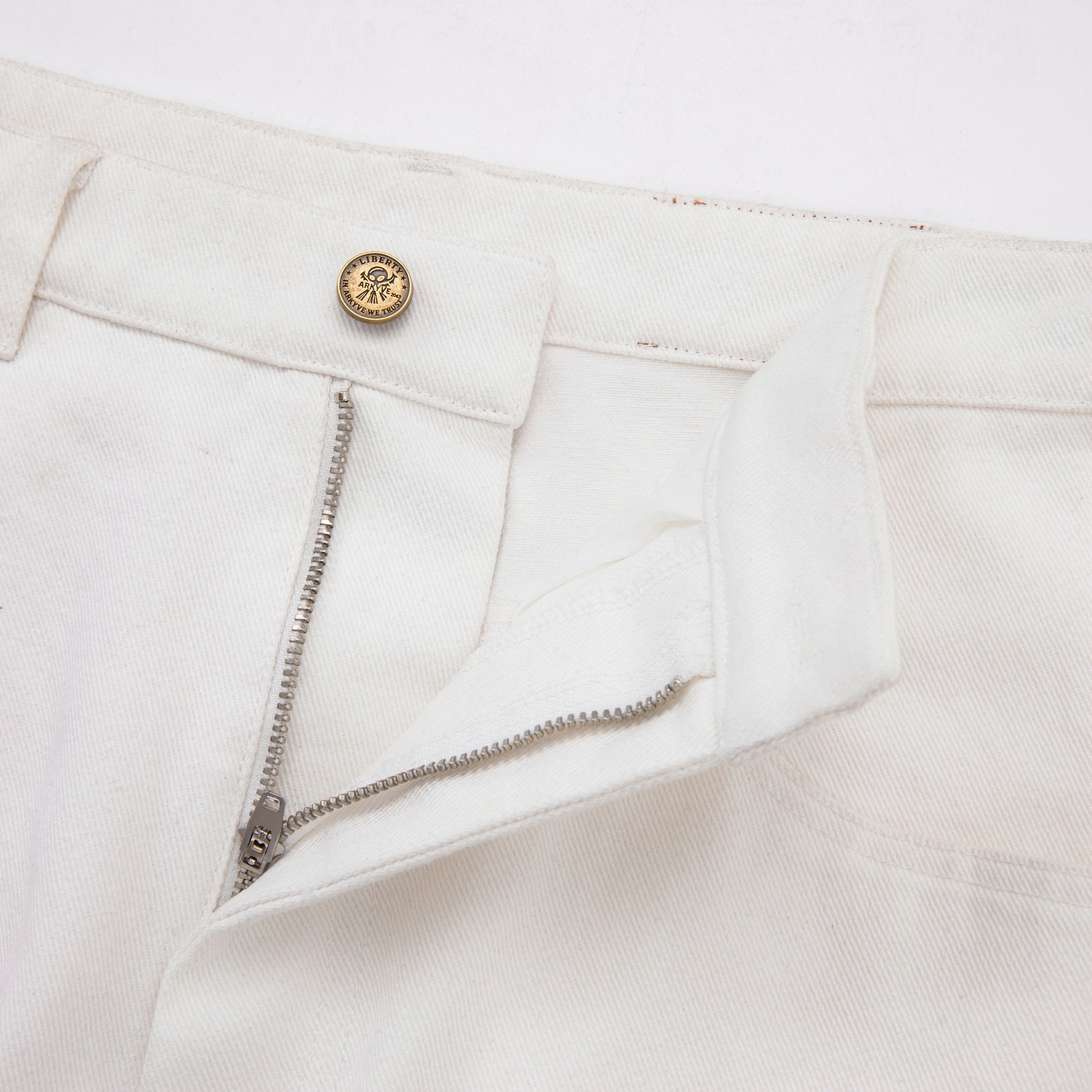 Pink Star Crochet White Denim