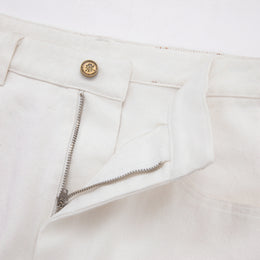 Pink Star Crochet White Denim Pants