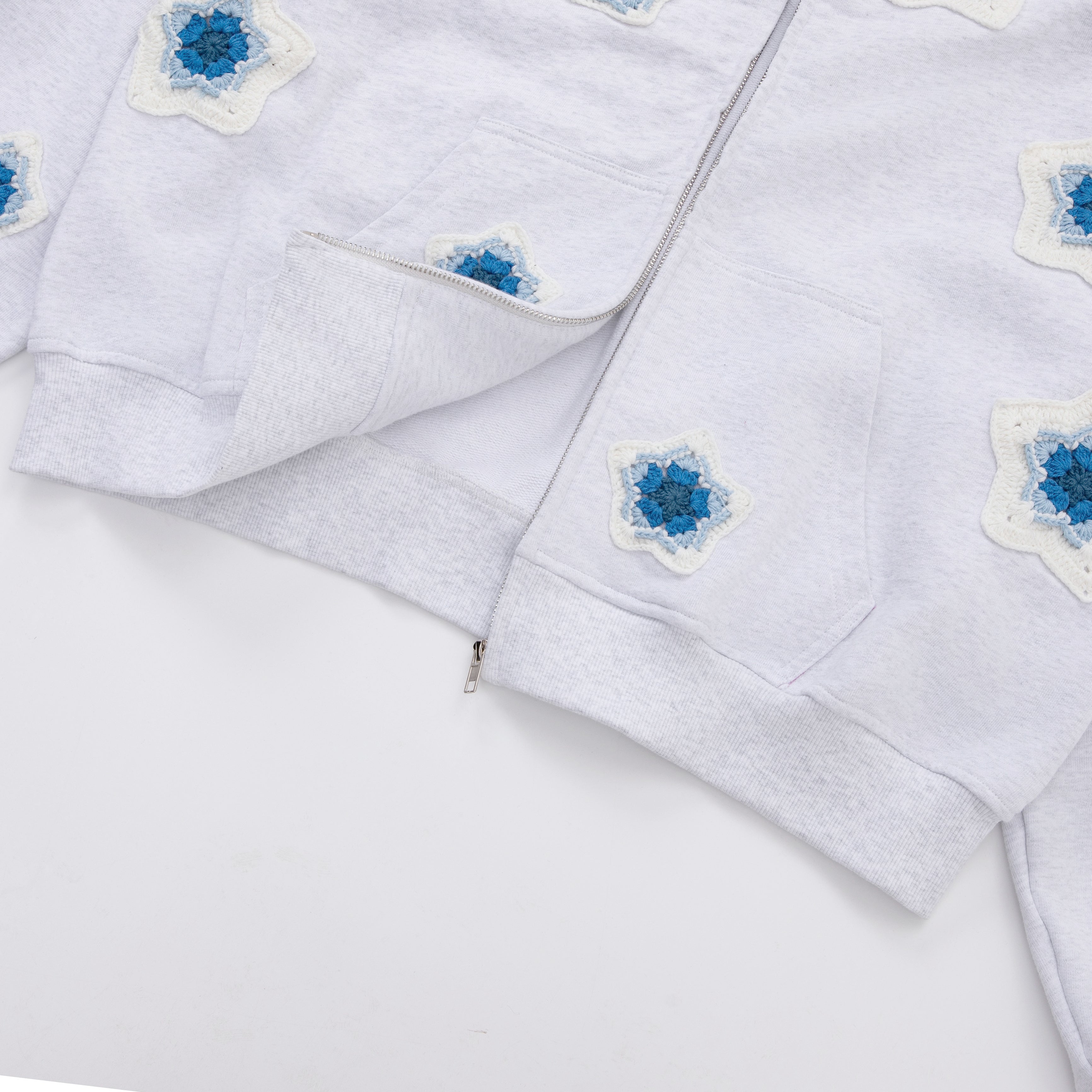 Blue Star Crochet Patch Sweatshirt