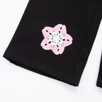 Pink Star Crochet Black Denim