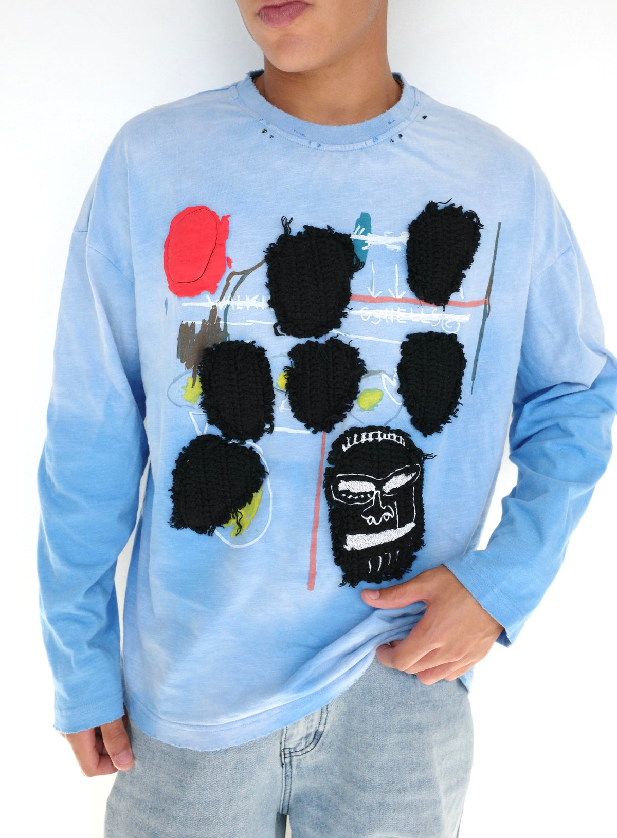 Arkyve X Basquiat "Faces" Long Sleeve (Blue)