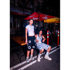 Grey Star Crochet Patch Sweatshorts