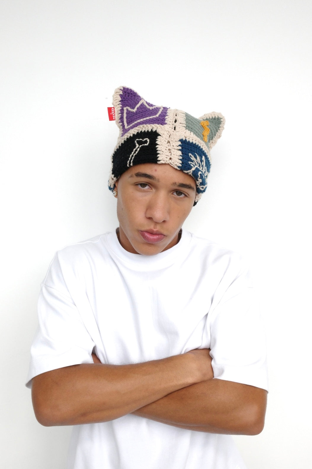 Arkyve X Basquiat "Symbols" Crochet Cat Hat