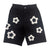 Black Flower Crochet Patch Denim Shorts