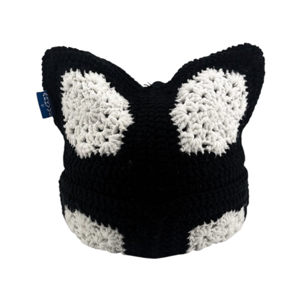 Black Snowflake Crochet Cat Hat