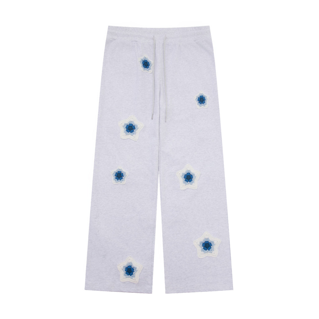 Blue Star Crochet Patch Sweatpants