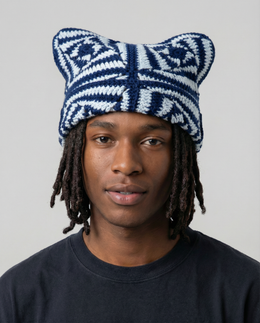 Navy Spin Crochet Cat Hat
