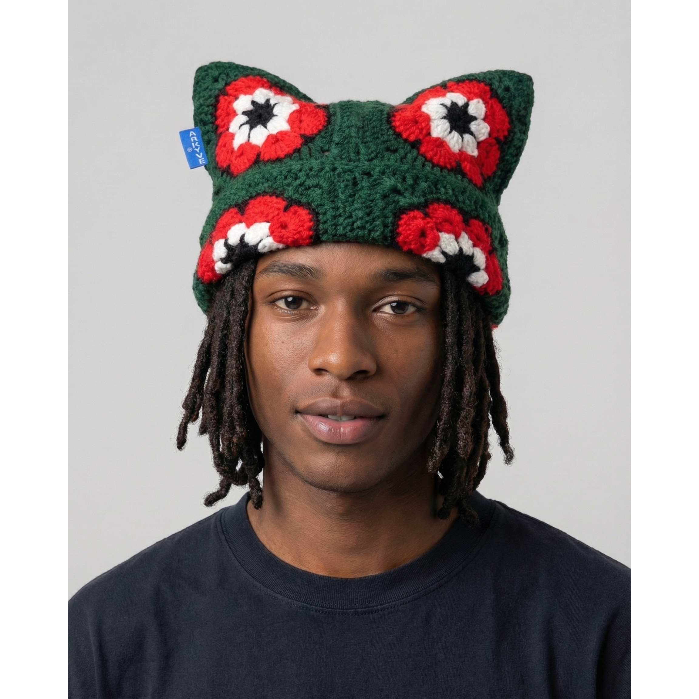 Holly Bloom Crochet Cat Hat