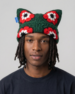 Holly Bloom Crochet Cat Hat