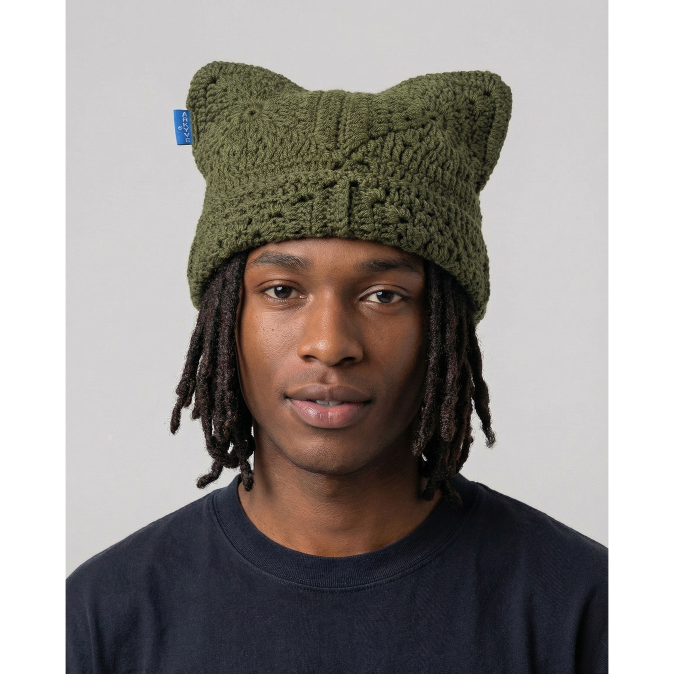 Pine Green Crochet Cat Hat