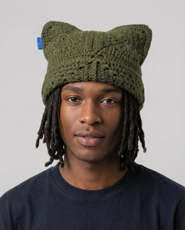 Pine Green Crochet Cat Hat
