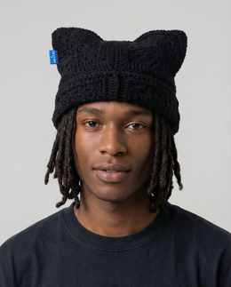 Black Crochet Cat Hat