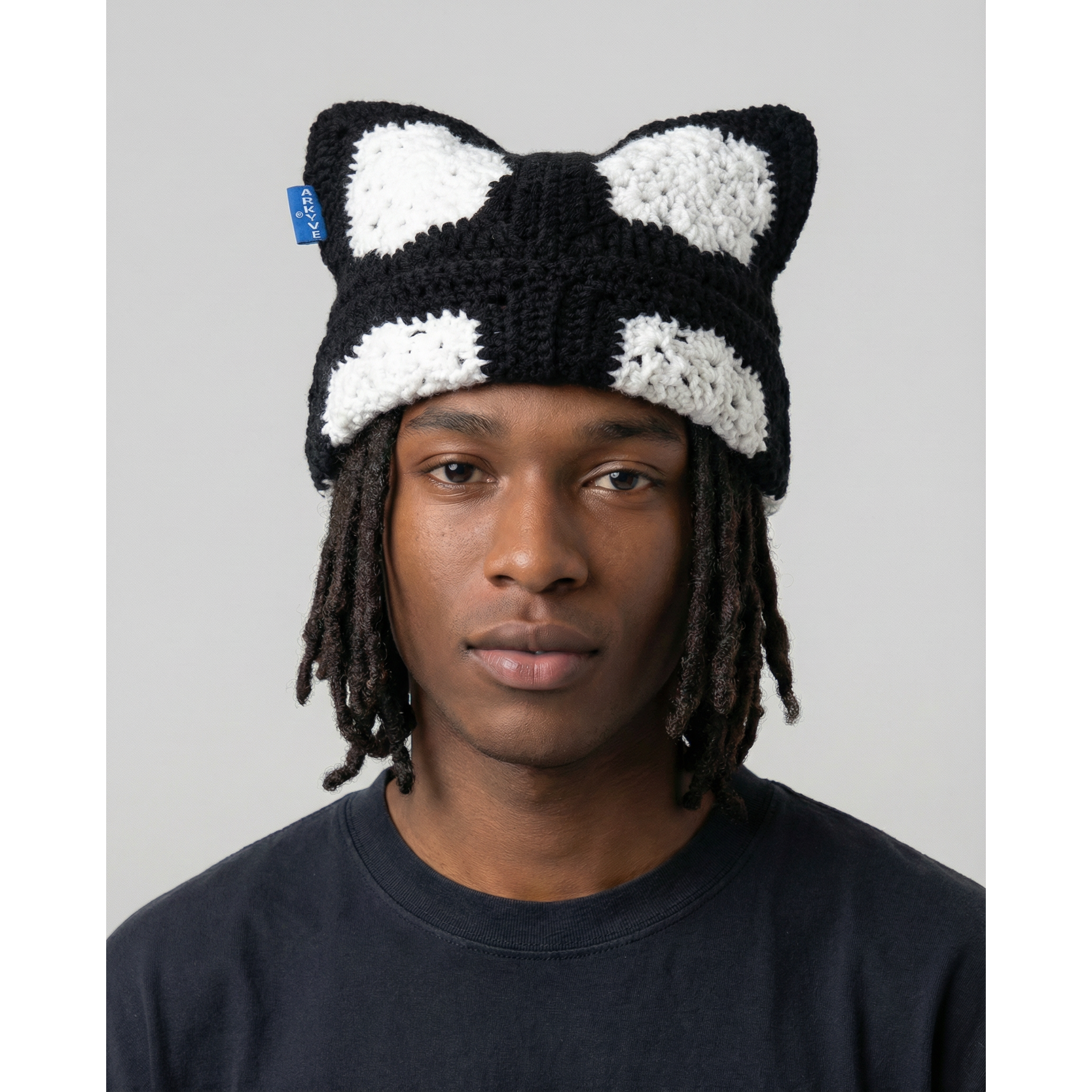 Black Snowflake Crochet Cat Hat