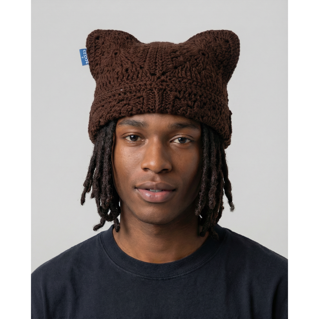 Chocolate Crochet Cat Hat