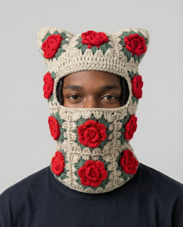 3D Rose Crochet Cat Mask