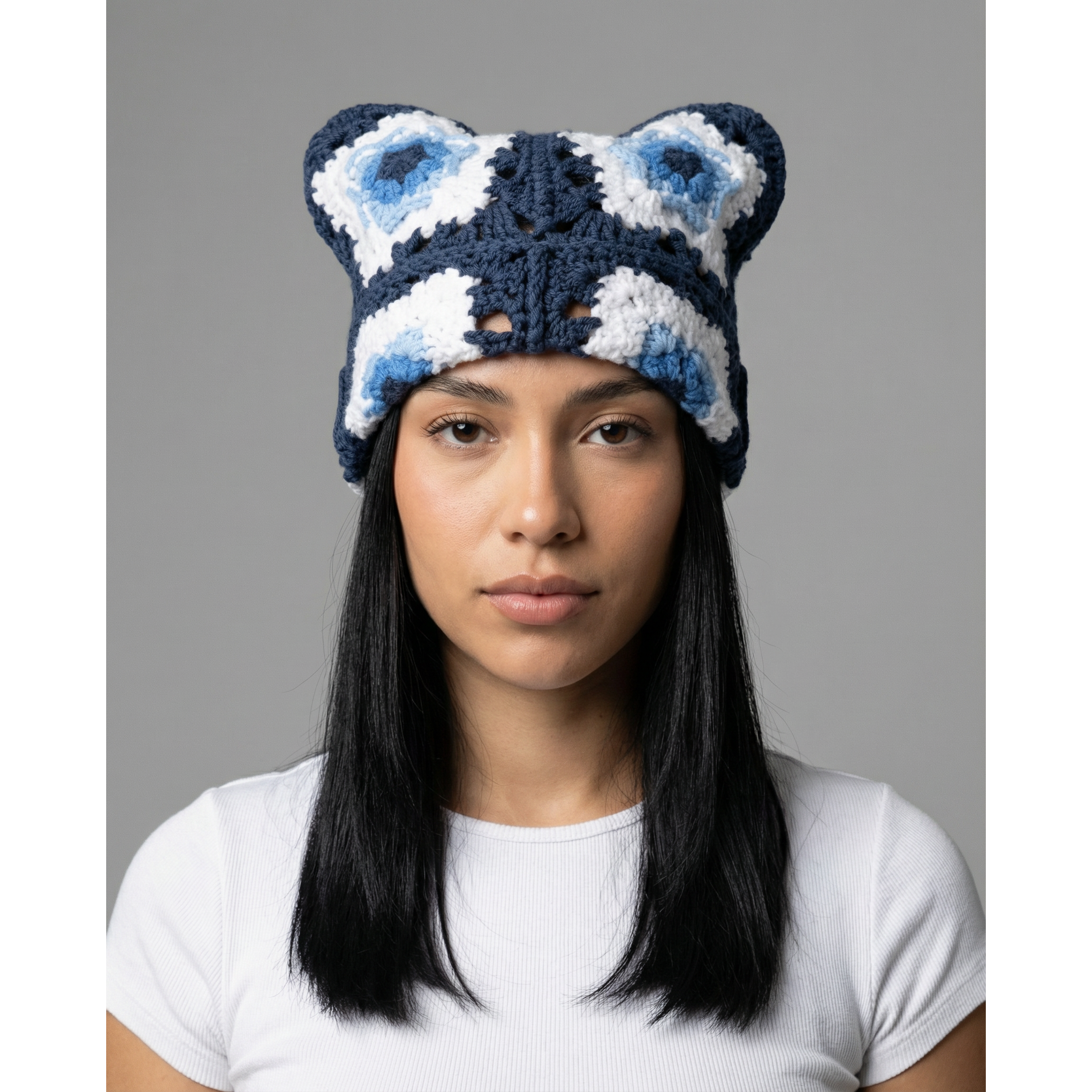 Blue Star Crochet Cat Hat