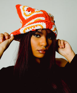 Fiery Cross Crochet Cat Hat
