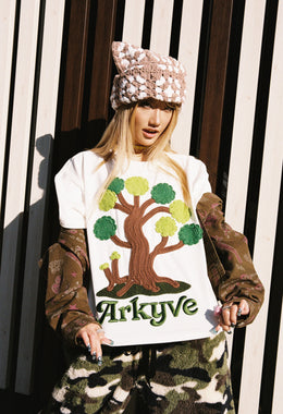 Crochet Tree Patch White Tee