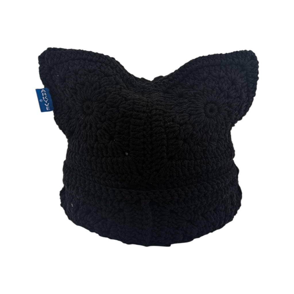 Black Crochet Cat Hat