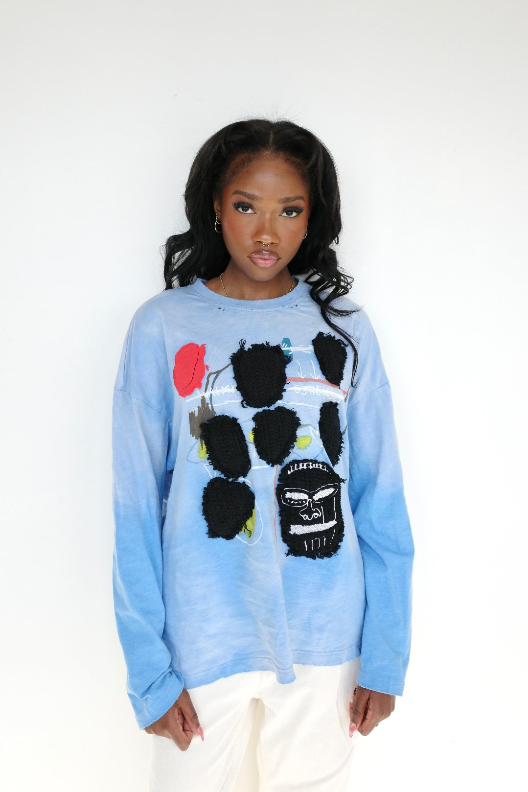Arkyve X Basquiat "Faces" Long Sleeve (Blue)