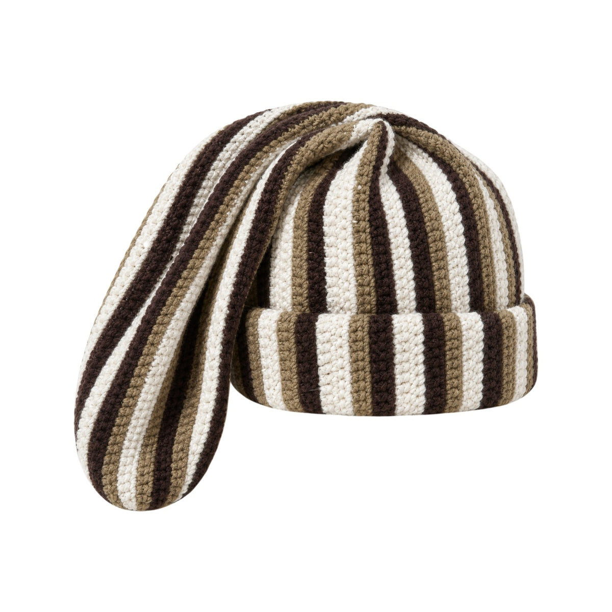 Chocolate Stripe Crochet Sock Hat