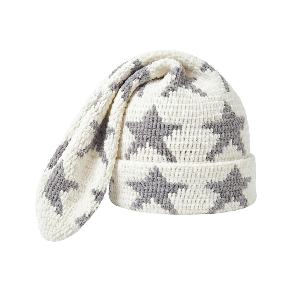 Grey Star Crochet Sock Hat
