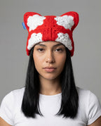 Fiery Snowflake Crochet Cat Hat