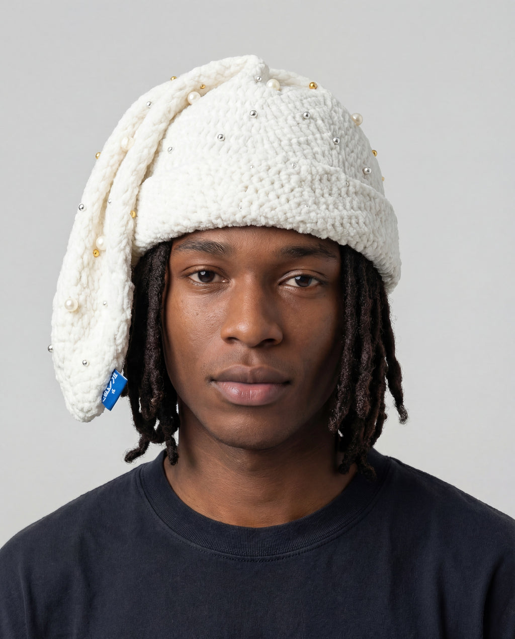 White Pearl Crochet Sock Hat