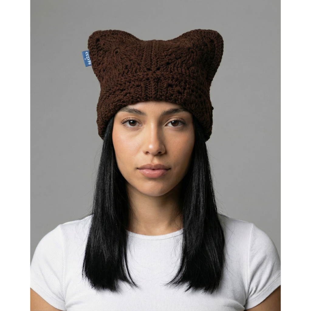 Chocolate Crochet Cat Hat