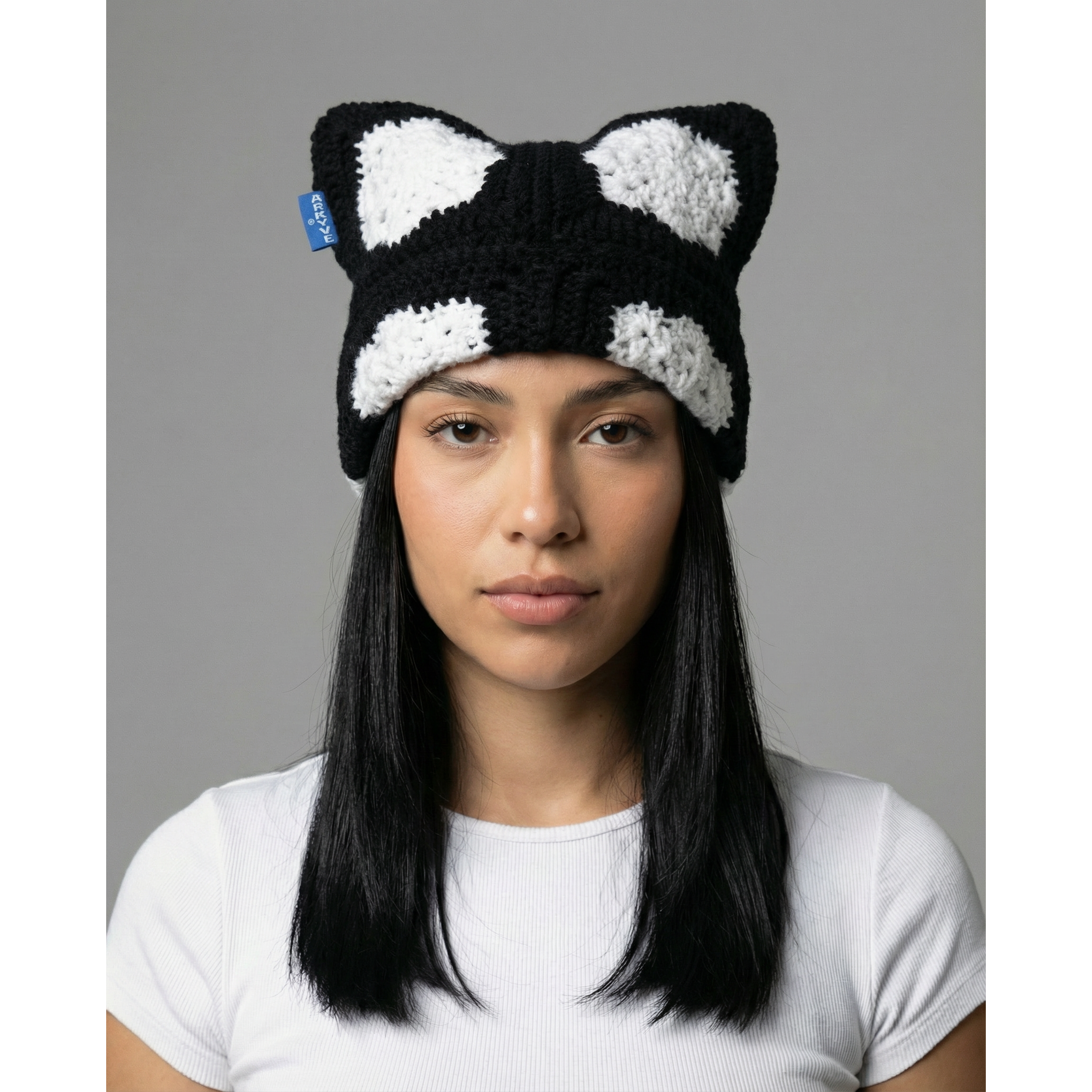 Black Snowflake Crochet Cat Hat