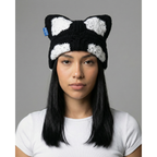 Black Snowflake Crochet Cat Hat