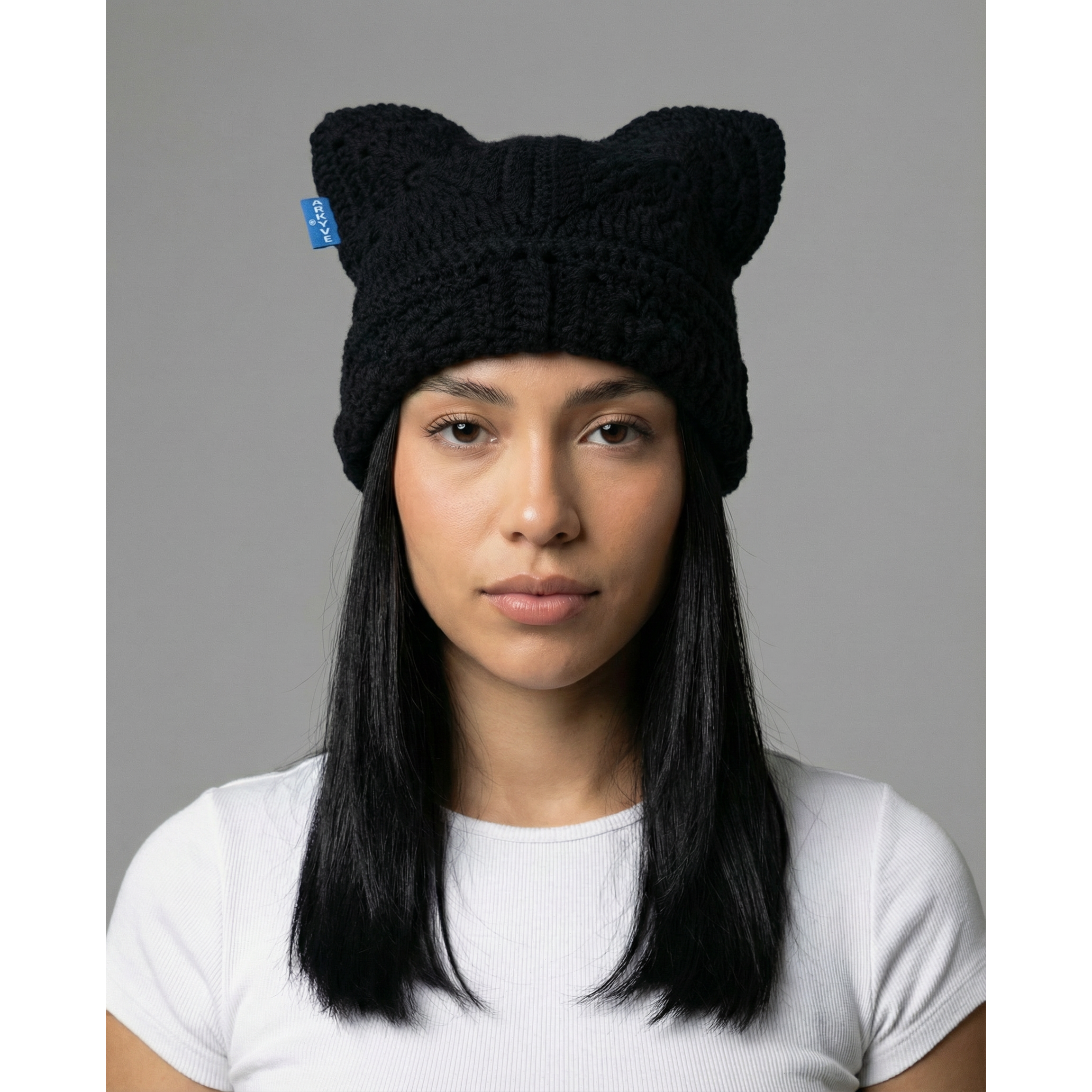 Black Crochet Cat Hat