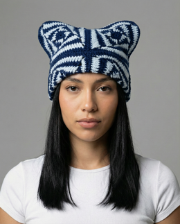 Navy Spin Crochet Cat Hat