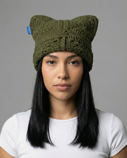 Pine Green Crochet Cat Hat