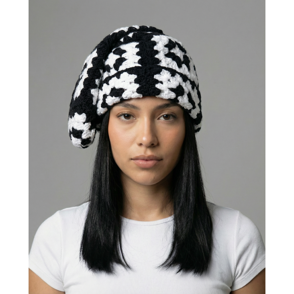 Mono Square Crochet Sock Hat