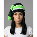 Neon Wave Crochet Sock Hat