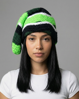 Neon Wave Crochet Sock Hat