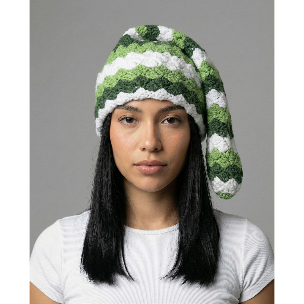 Pine Stripe Crochet Sock Hat