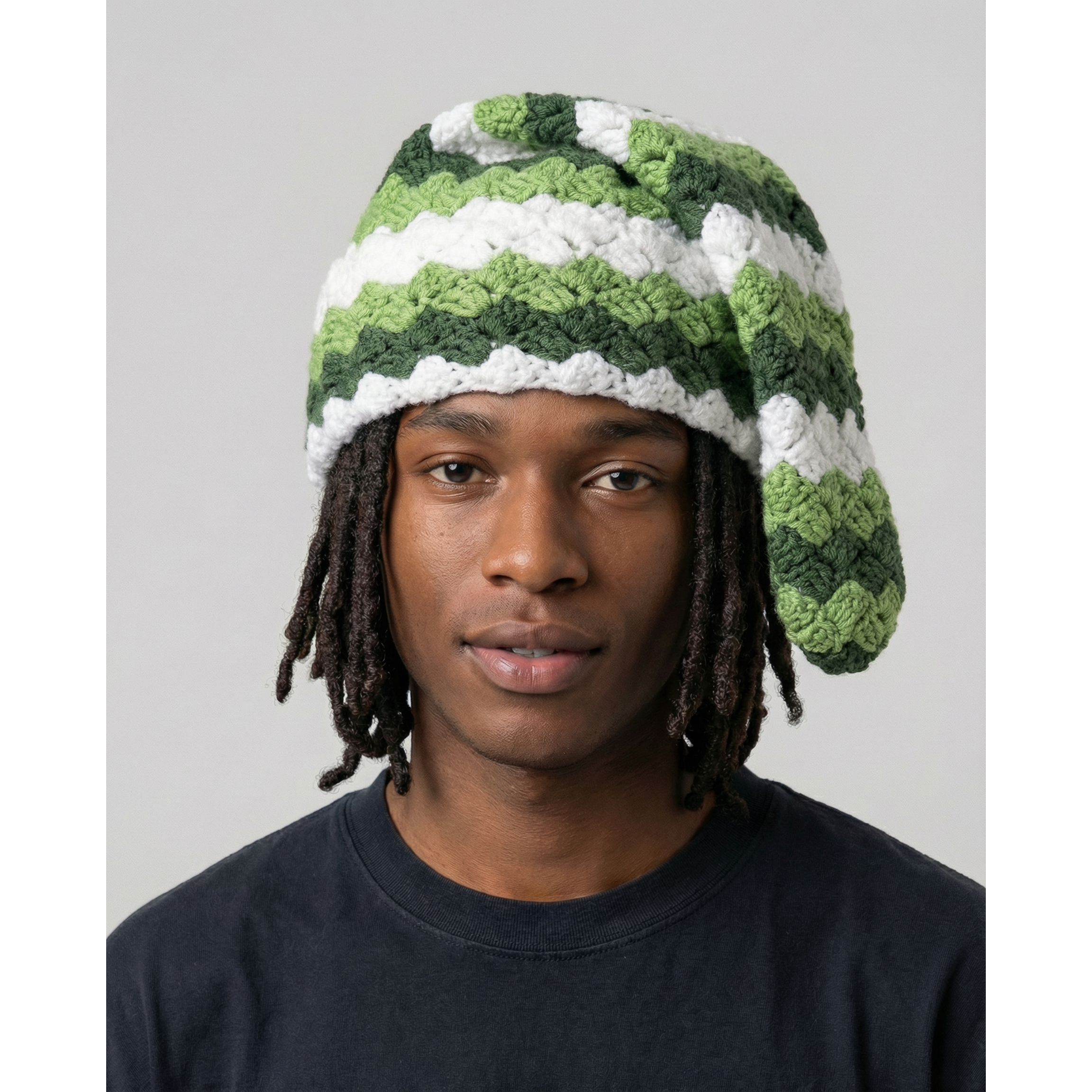 Pine Stripe Crochet Sock Hat