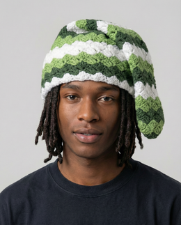 Pine Stripe Crochet Sock Hat