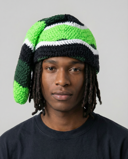 Neon Wave Crochet Sock Hat